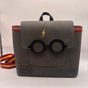 Loungefly Harry Potter Convertible Mini Backpack Gray Red READ